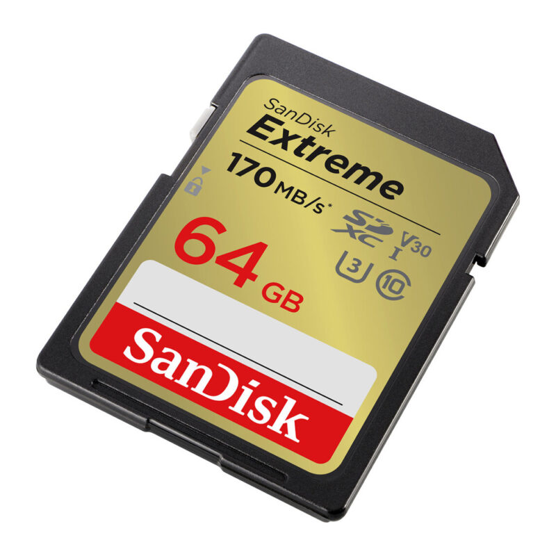 SD SDISK Memory Card 64GB Extreme 170MBS C10 V30 UHD 4K