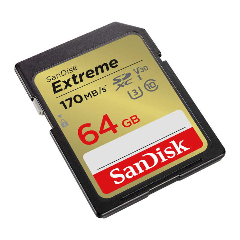 SD SDISK Memory Card 64GB Extreme 170MBS C10 V30 UHD 4K