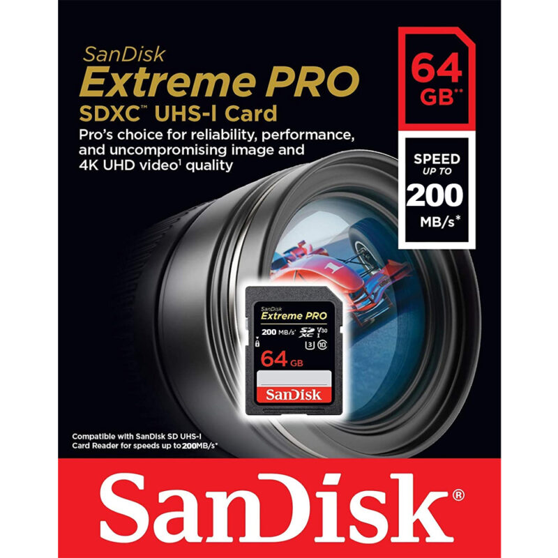 SDXC Sandisk 64GB Extreme Pro V30 200MBS