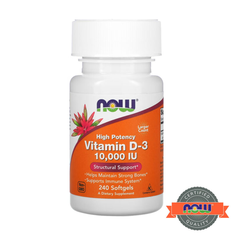 Now Foods Vitamin D3 250mcg High Potency 240 Softgels