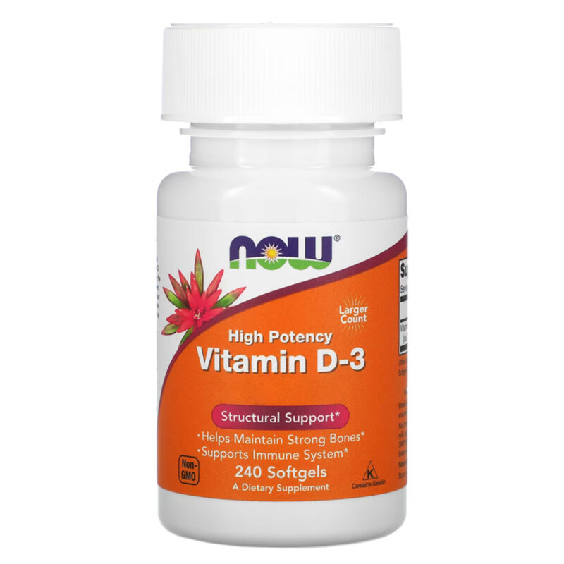 Now Foods Vitamin D3 250mcg High Potency 240 Softgels