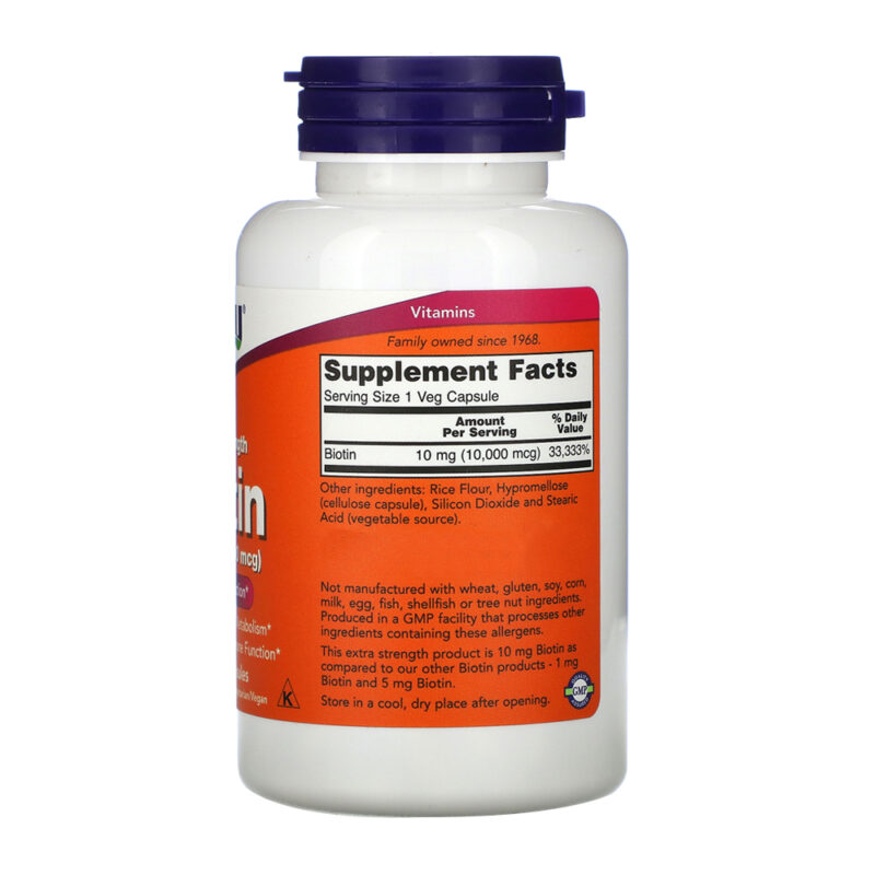 Biotin 10mg Extra Strength Now Foods 120Veg Caps