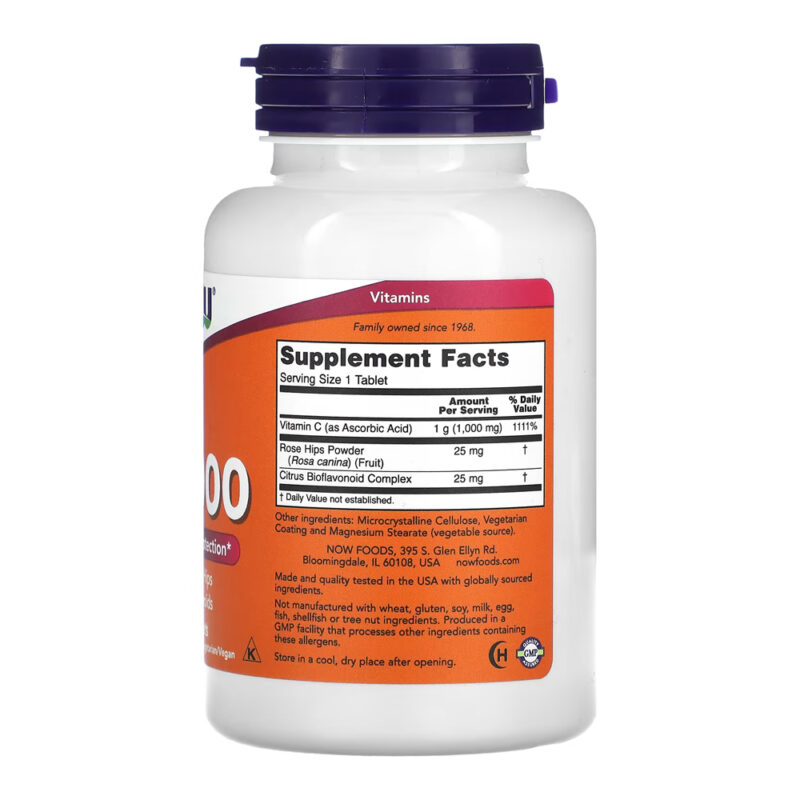 Vitamin C 1000mg and Rosehip Now Foods 100Tabls