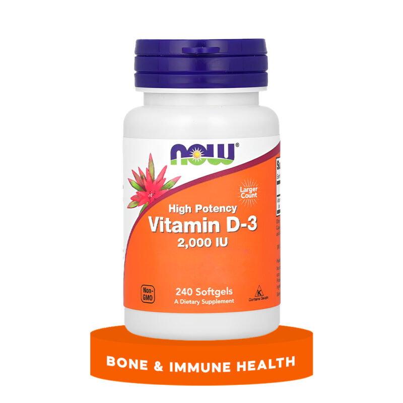 Vitamin D3 2000 IU High Potency Now Foods 240 Softgels