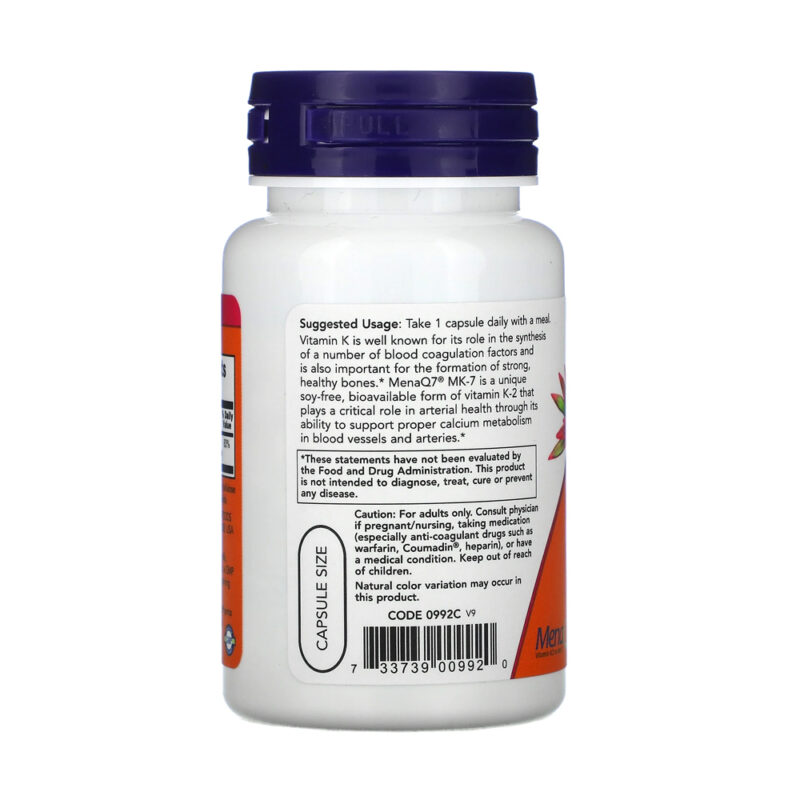 Now Foods MK-7 Vitamin K-2 100mcg 60Caps Veg