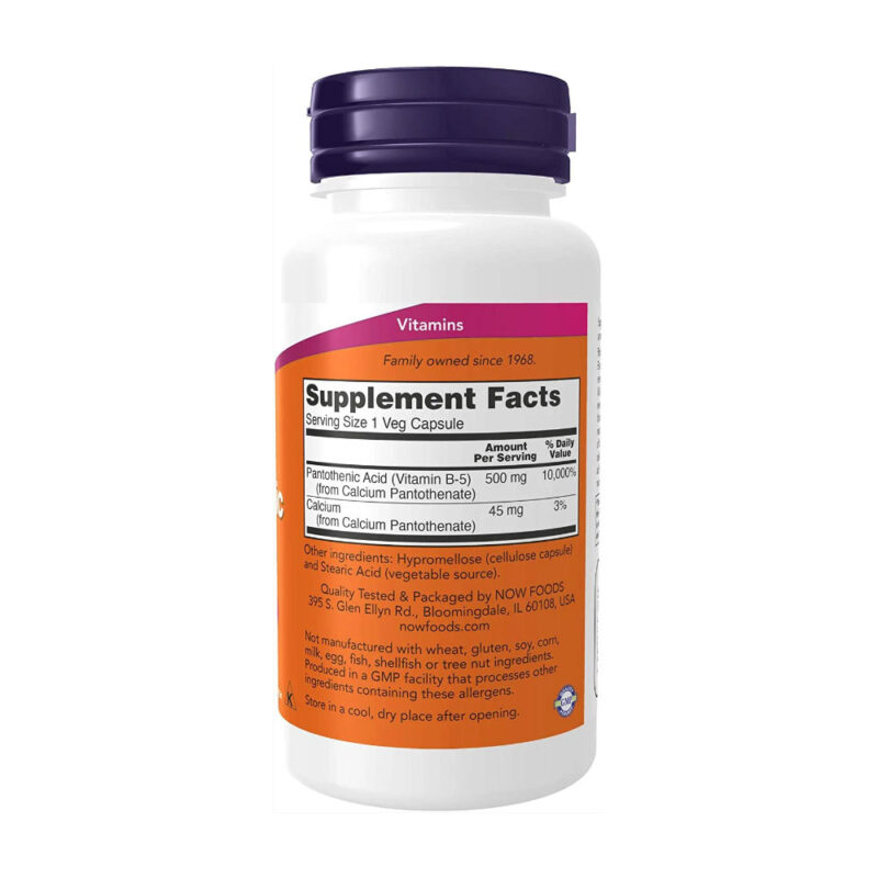 Pantothenic Acid 500mg Now Foods Vitamin B Complex 100Cap