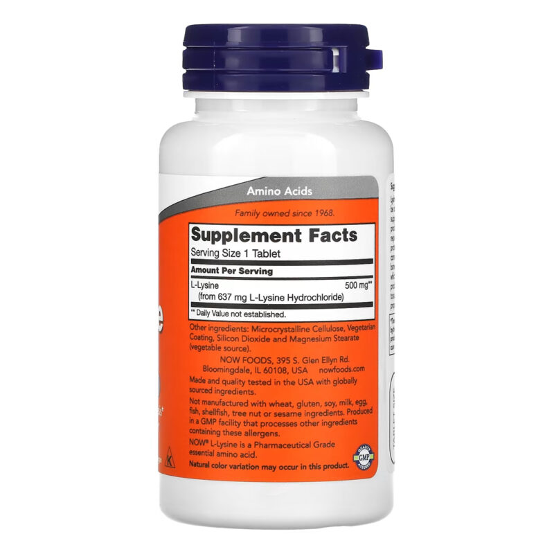 L-lysine 500 mg Now Foods 100 Tablets Imported