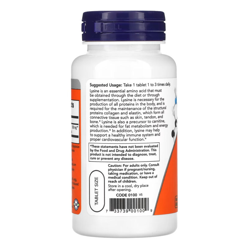 L-lysine 500 mg Now Foods 100 Tablets Imported