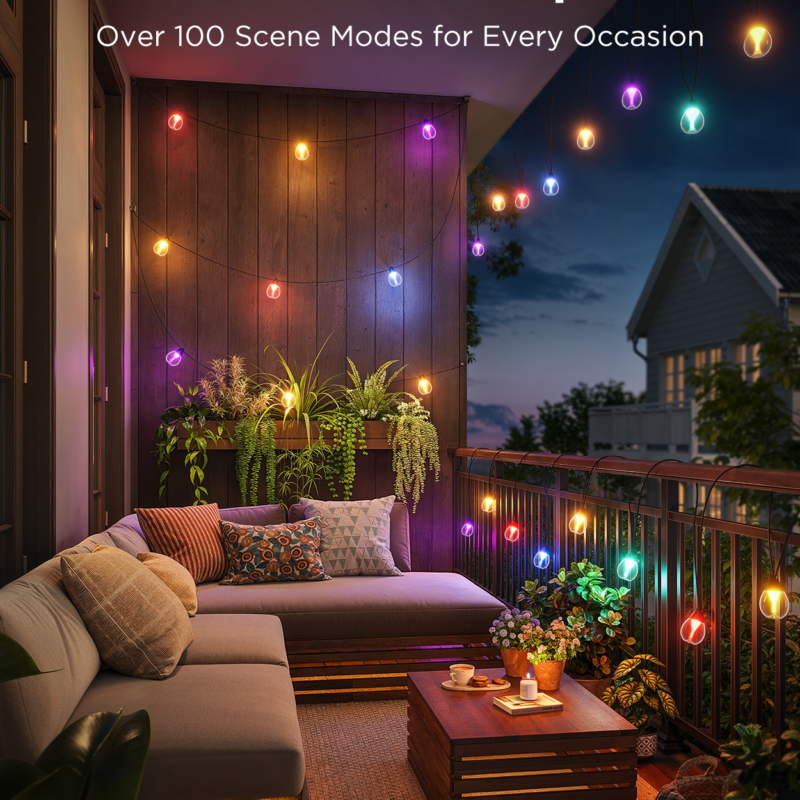 OUTDOOR SMART CORD LIGHTS H7021 RGBIC WARM WHITE 96FT