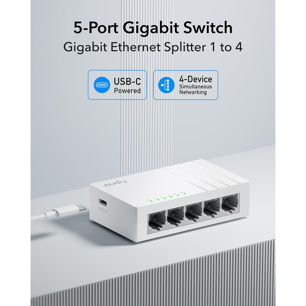 Switch Gigabit 5 Ports Cudy GS105U 10/100/1000mbps Usb-c