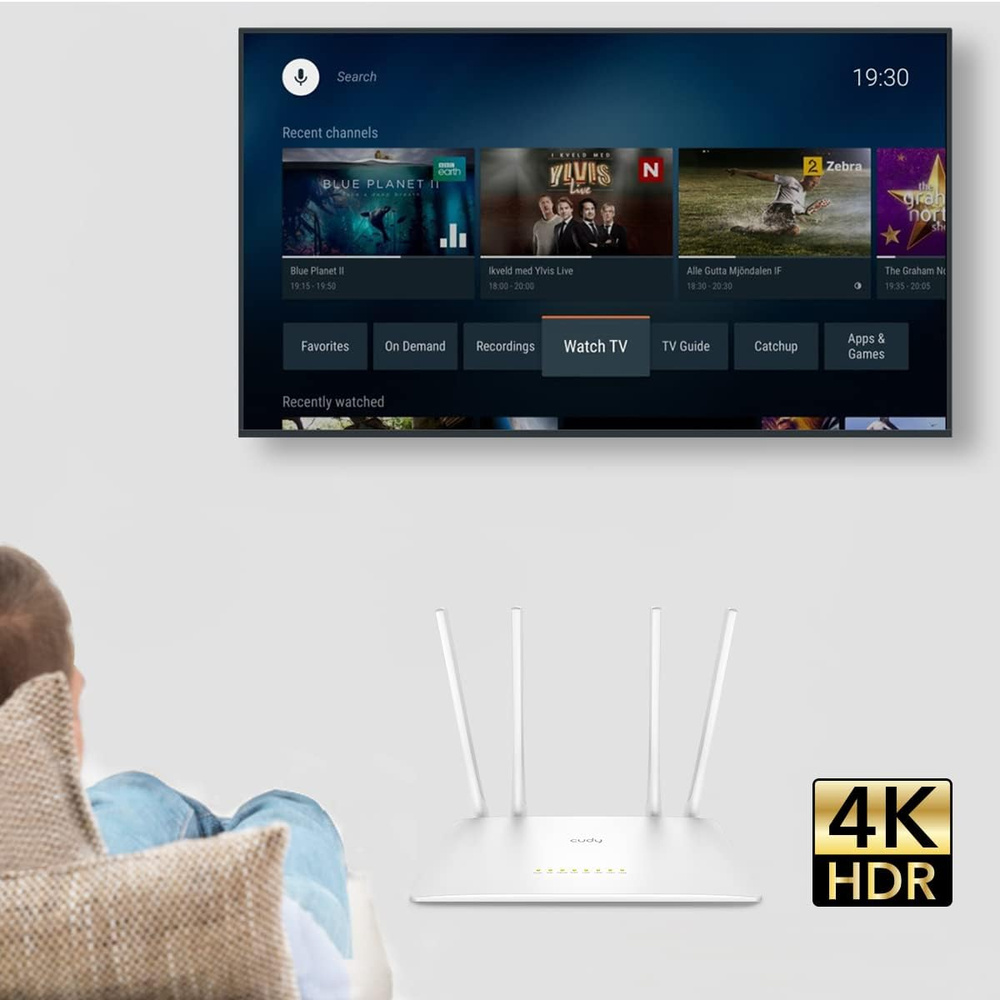 Router Wi-Fi Cudy AC1200 Dual Band 4 Antennas WR1200 White