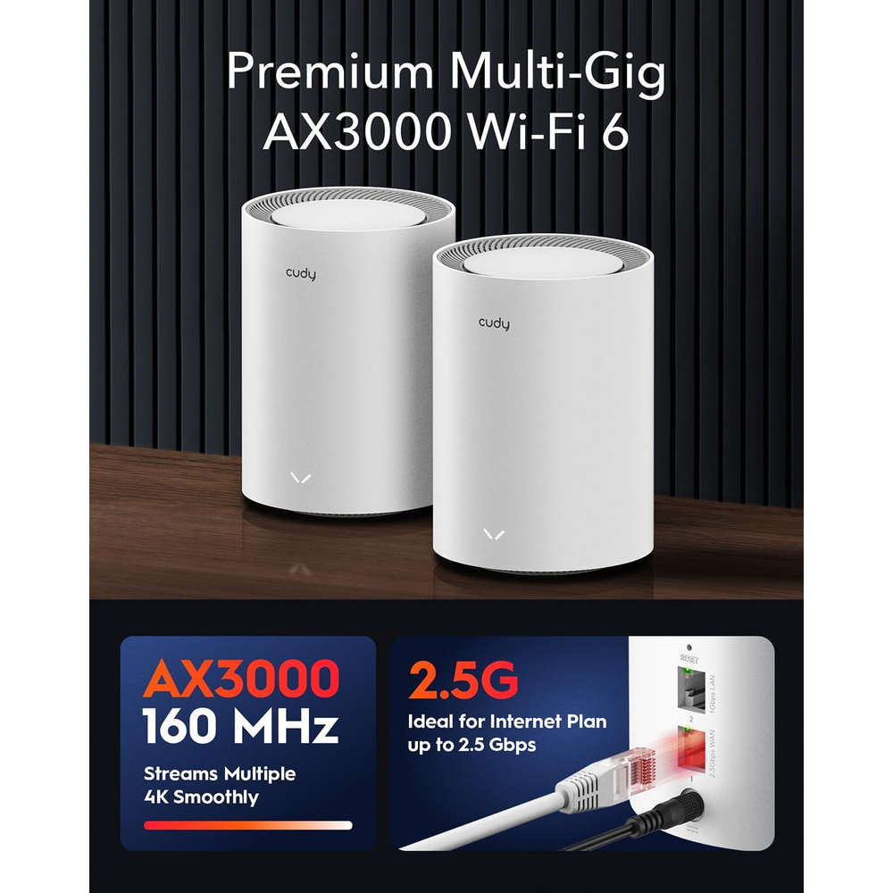 Router Mesh Wi-fi 6 Ax3000 Gigabit 2.5g Cudy M3000 1-pack