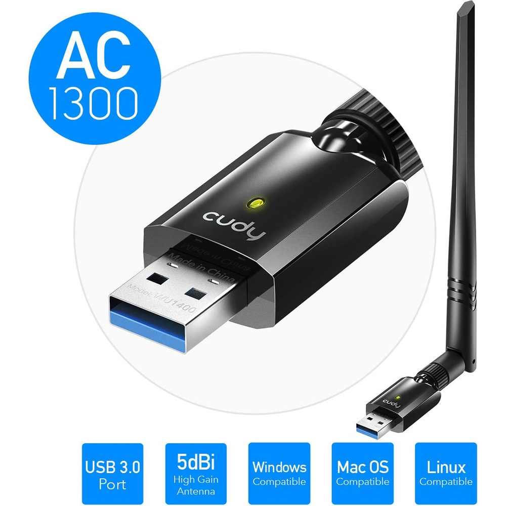 Adapter Wifi Usb 3.0 Dual Band Ac1300 Cudy Wu1400 5dbi