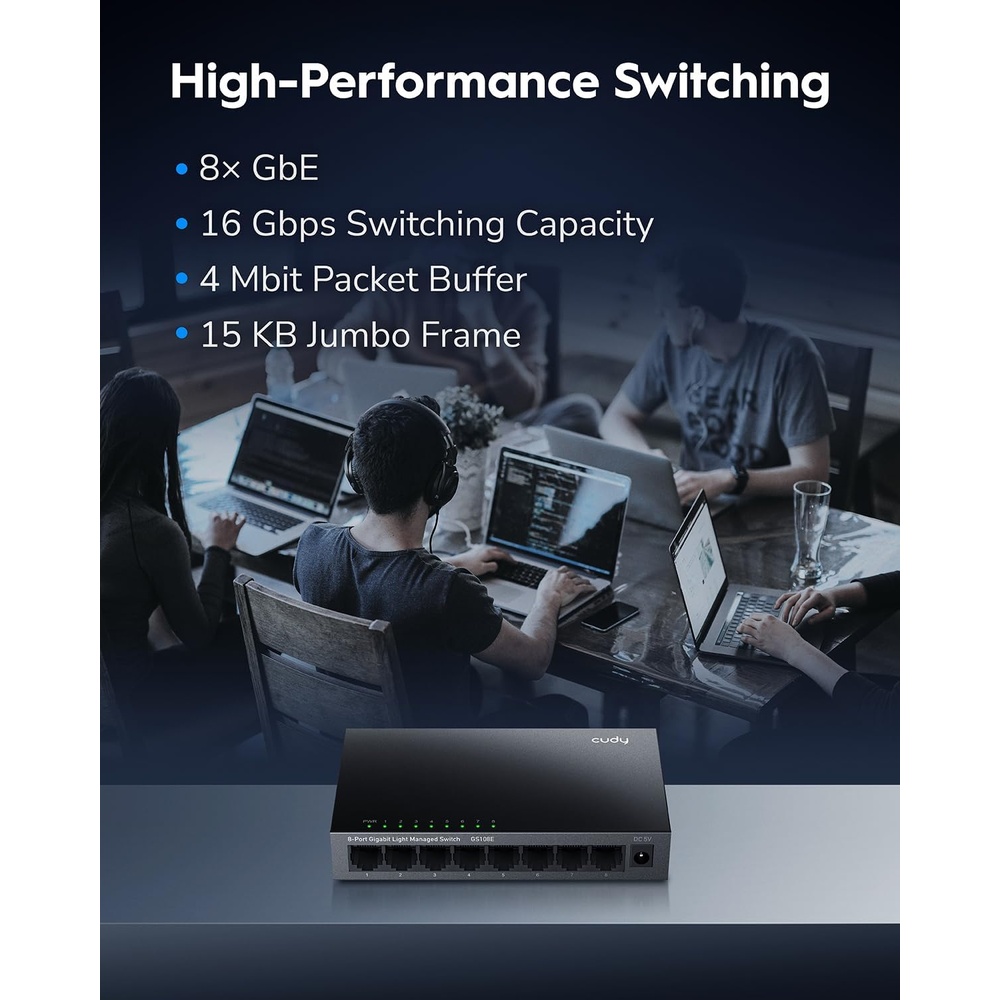 Switch Gigabit 8 Ports Managed Web Vlan Metal Gs108e