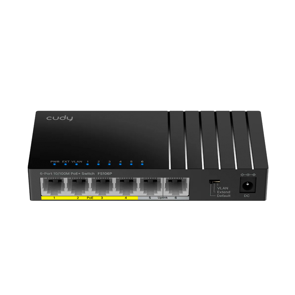 Switch Poe+ 6 Ports 10/100 2 Uplink 36w Watchdog Fs106p