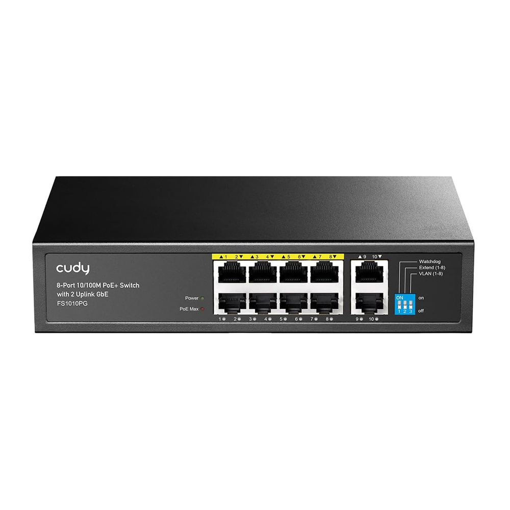 Switch Poe+ 8 Ports 10/100 2 Uplink 120w Cudy Fs1010pg
