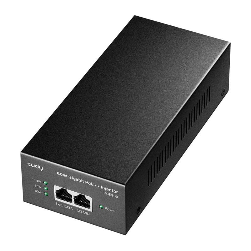 Injector PoE++ 60W Gigabit 802.3bt POE300 2Gbps 1000Mbps IP