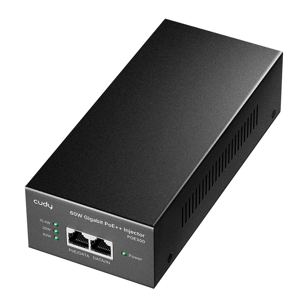 Injector PoE++ 60W Gigabit 802.3bt POE300 2Gbps 1000Mbps IP