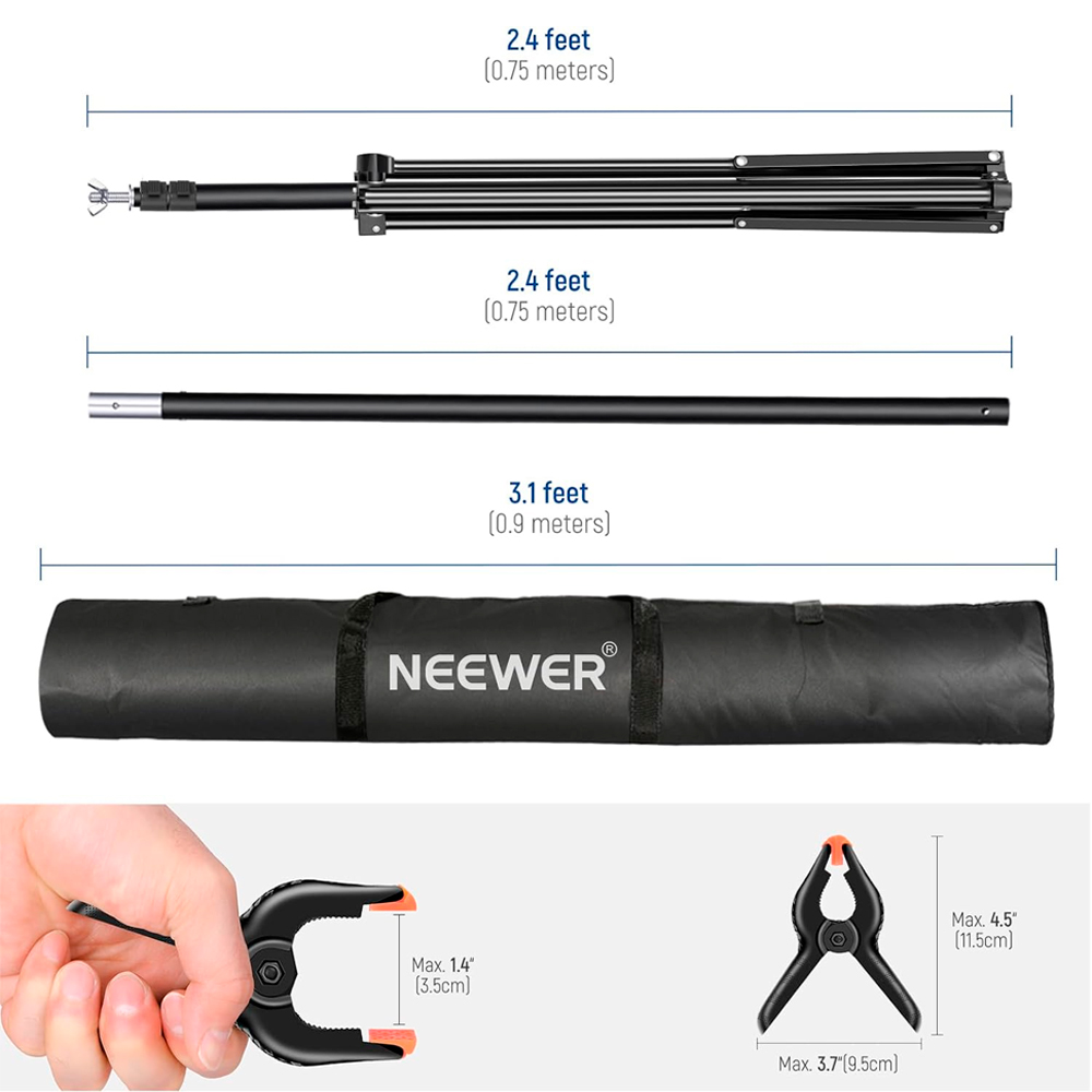 Kit Support Pano Background Neewer Photo Estudio 3m/2m Black