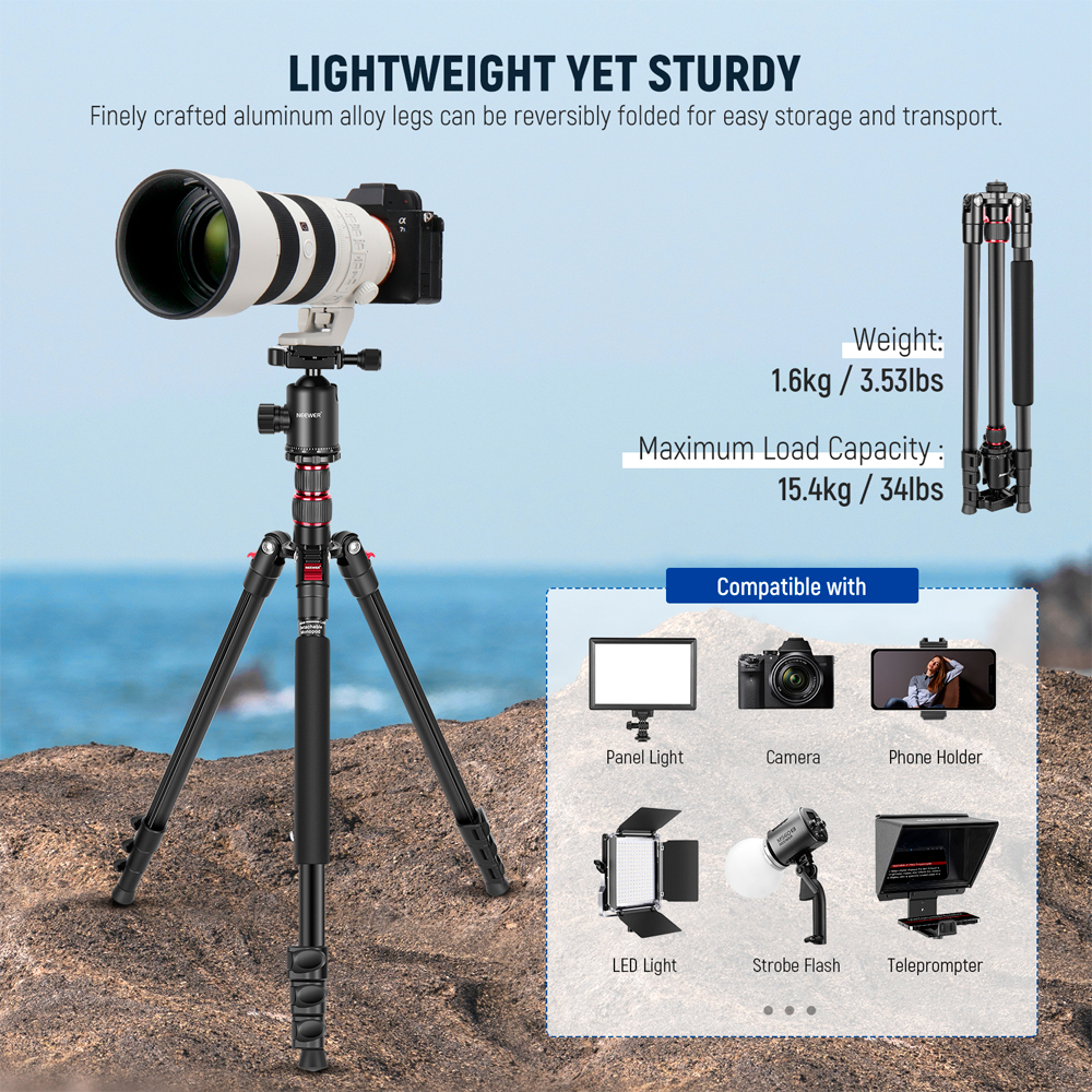 Tripod Monopod Camera Neewer 2 in 1 p/Dslr 77 pol. Black