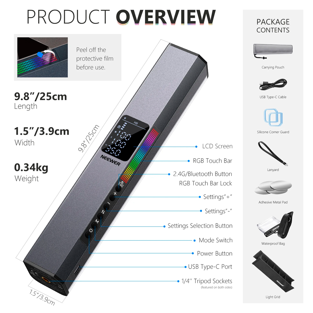 Wand of Light Magnetic Neewer Led Rgb1 Photo/Video Silver