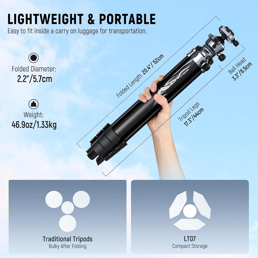 Neewer Tripod Travel Aluminum Head Ball Camera Telefone