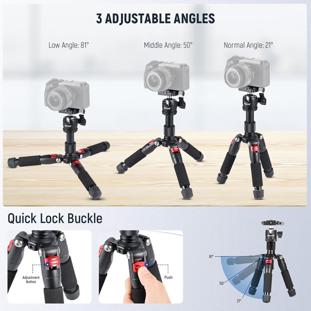Neewer Mini Tripod Of Desk 50cm Aluminum Head Ball 360°